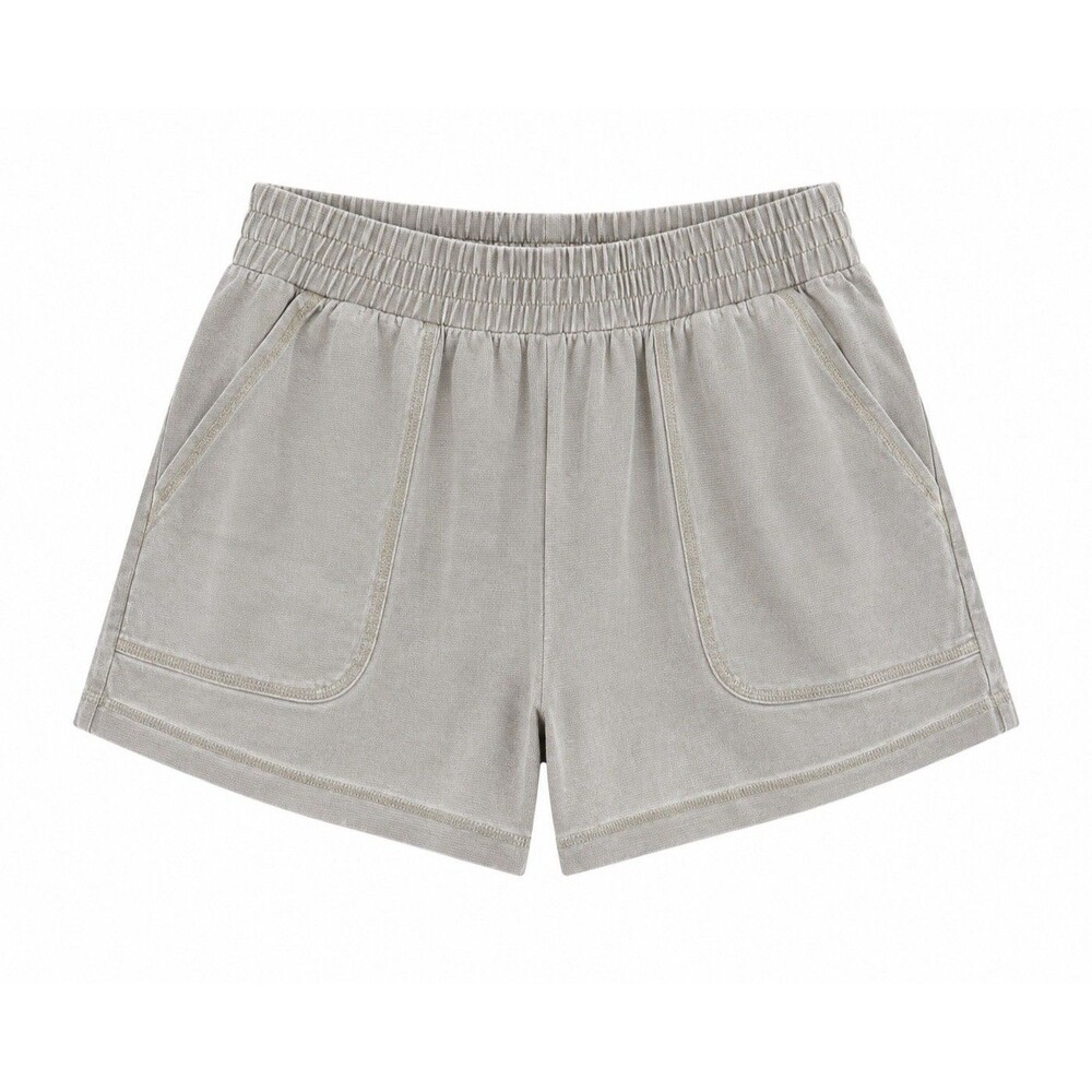 OGL Move Beige Lounge Shorts Women Sz M Elastic Waist Pockets Knit Beach EUC